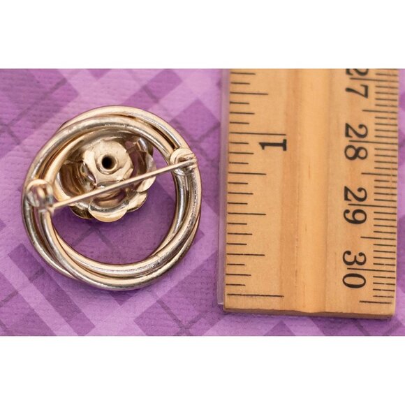 Vintage Art Nouveau Rose Floral Ring Gold Tone Brooch - V1 - Picture 2 of 2